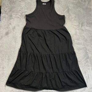 Maurices Fit Flare Tiered Midi Dress Women's 2X Plus Black Sleeveless Pockets